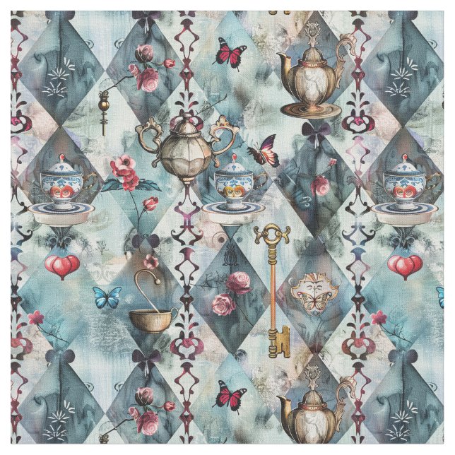 Tissu Alice in Wonderland Pattern Fabric (Fermer)
