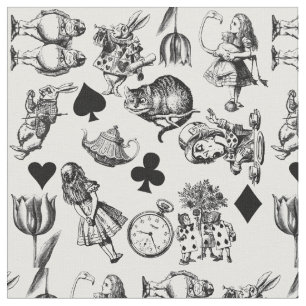 Tissu Alice Lapin Blanc Wonderland Classique
