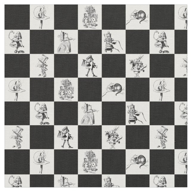 Tissu Alice noir et blanc sur le tableau de bord (Fermer)