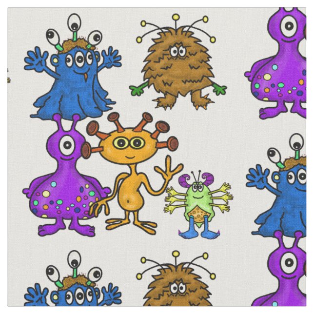 Tissu Aliens de dessin humoristique (Fermer)