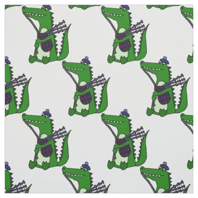 Tissu Alligator drôle jouant l'art de cornemuses (Échantillon)