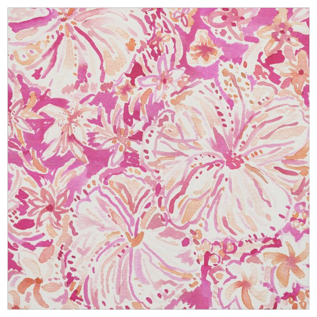 Tissu ALOHA aquarelle tropicale d'ÉTAT florale (Échantillon)