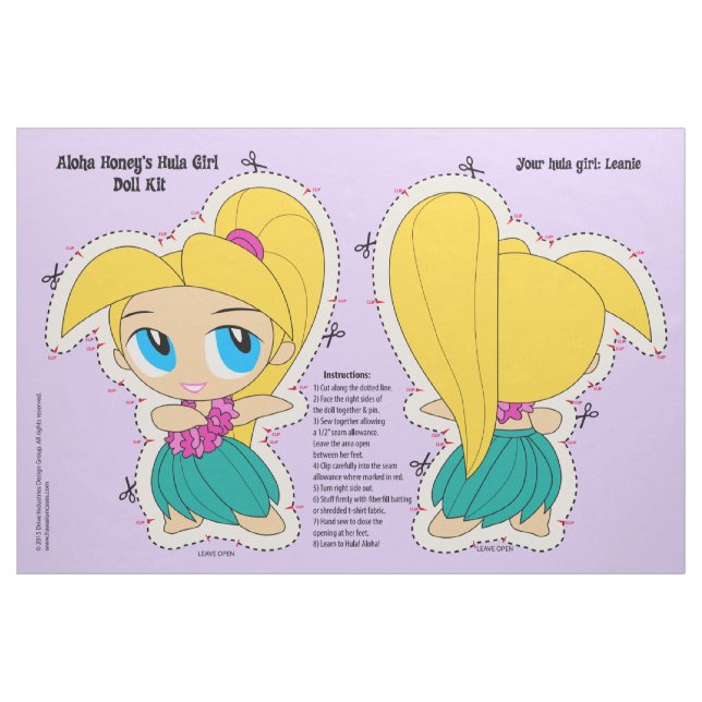 Tissu Aloha kit et motif de poupée de fille de danse (Fat Quarter)