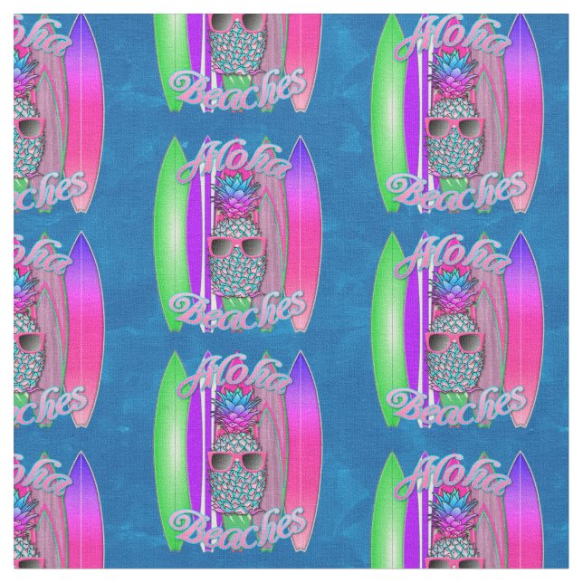 Tissu Aloha Plages Été Surf Pineapple (Fermer)
