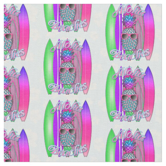 Tissu Aloha Plages Surf tropical Ananas (Fermer)