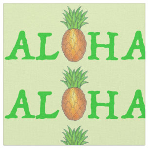Tissu ALOHA Tropical Island Hawaiian Pineappy Green