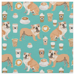 Tissu Amateur de café anglais des Bulldogs turquoise