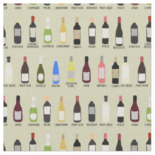Tissu Amateurs de vin Bouteilles avec des noms imbriqué