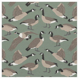 Tissu Amateurs d'oiseaux Canada Oies Motif Sage Green