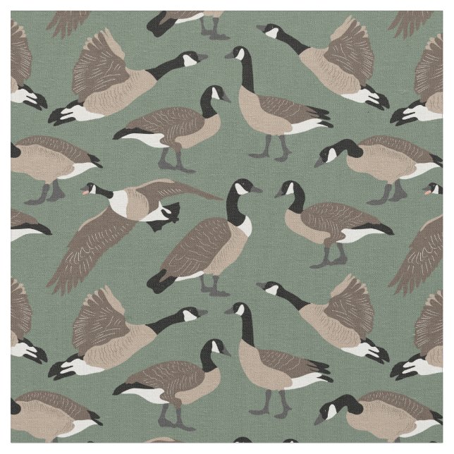 Tissu Amateurs d'oiseaux Canada Oies Motif Sage Green (Fermer)