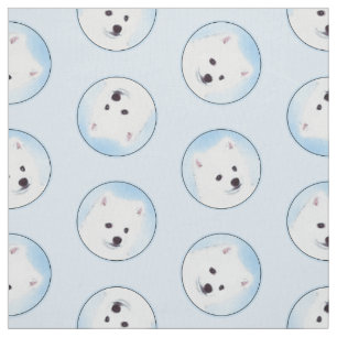 Tissu American Eskimo Eskie Puppy Peinture Cute Chien Ar