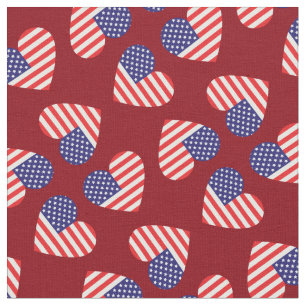 Tissu American Flag Hearts 4 juillet patriotique