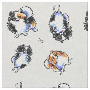 Tissu Amour à la pierre de Parti Pomeranians