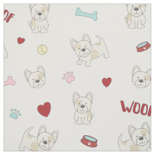 Tissu Amoureux des chiens de pawprint du coeur de bulldo