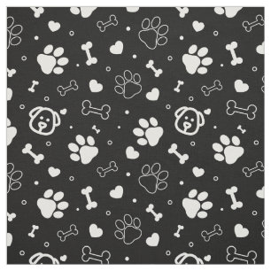 Tissu Amoureux des chiens paw aime le chiot de coeur noi