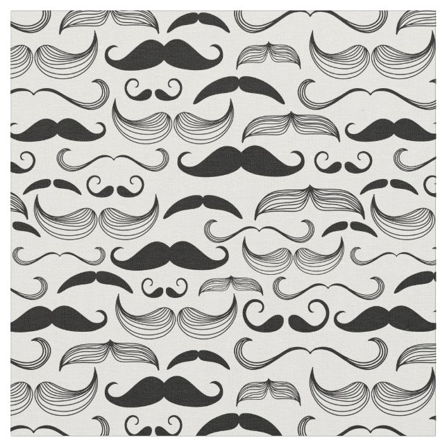 Tissu Amusant design de moustache noir et blanc (Fermer)