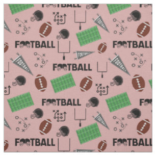 Tissu Amusement de football sur Rose de thé foncé rose