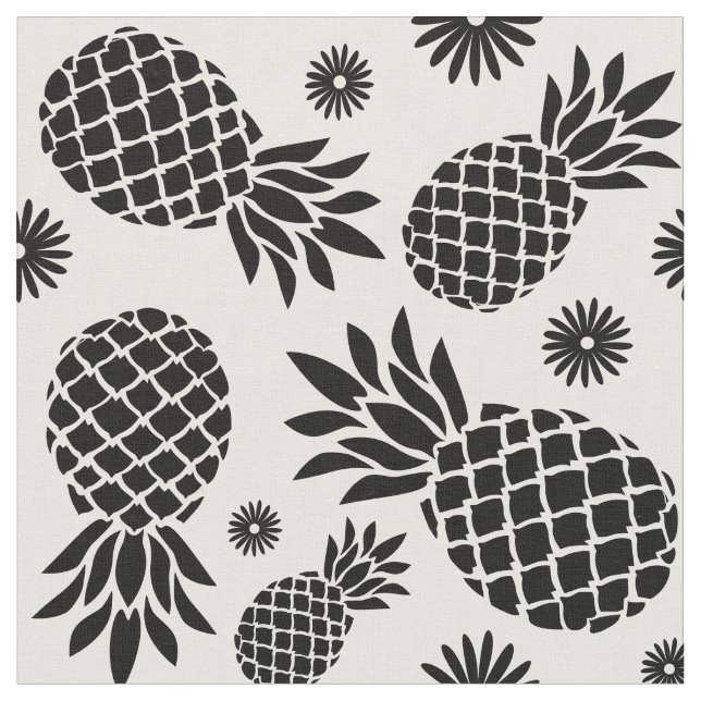 Tissu Ananas blanc et votre propre couleur motif personn (Fermer)
