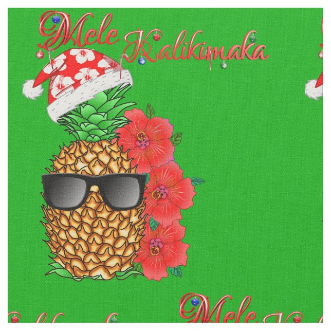 Tissu Ananas de Noël Mele Kalikimaka (Fermer)