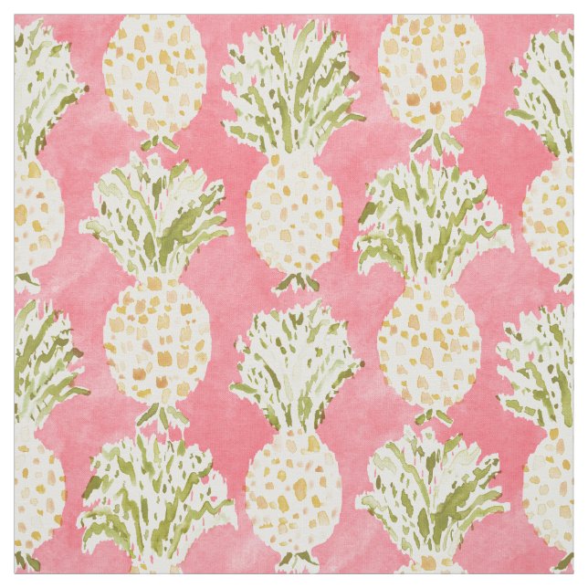Tissu Ananas d'or d'aquarelle de pêche de ZESTUAL (Échantillon)