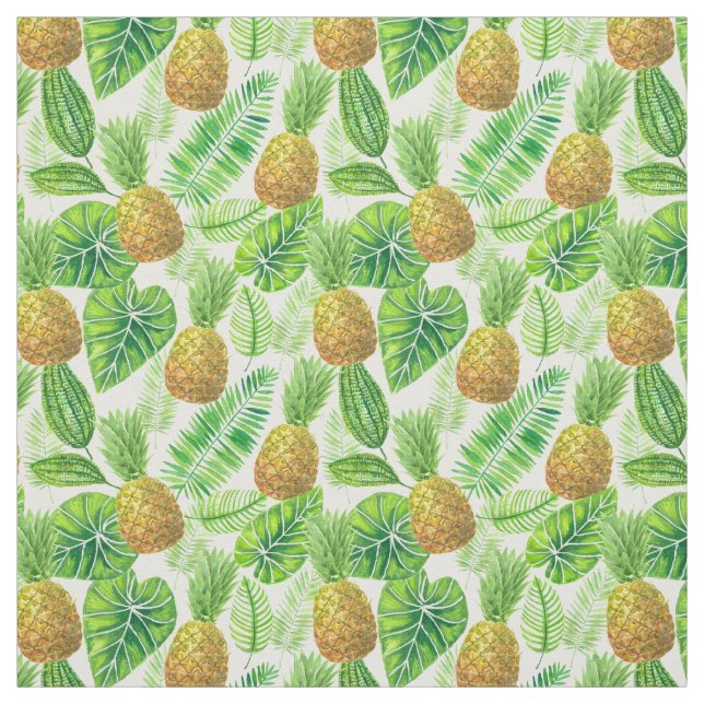Tissu Ananas et feuilles tropicaux (Échantillon)