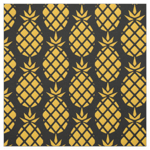Tissu Ananas frais mignon avec Motif Arrière - plan noir