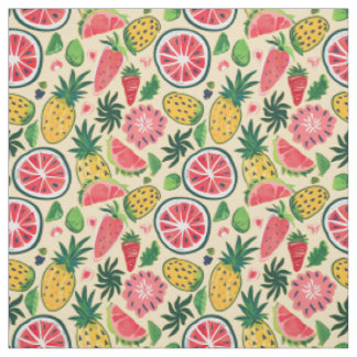 Tissu Ananas, Fraise, Agrumes & Fruit du Dragon