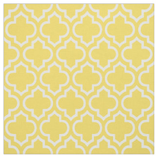 Tissu Ananas Jaune, Quatrefoil Marocain Blanc #6