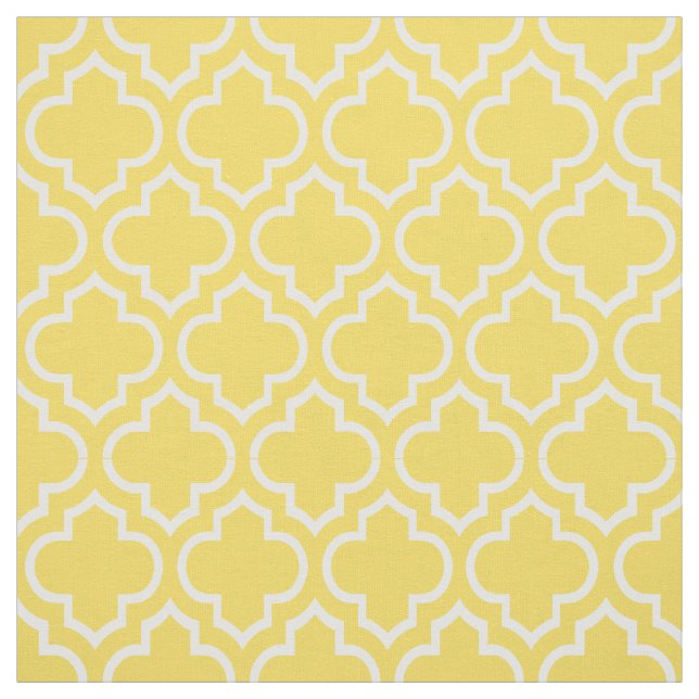 Tissu Ananas Jaune, Quatrefoil Marocain Blanc #6 (Échantillon)