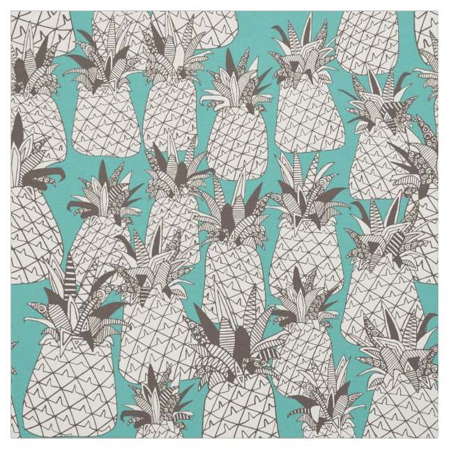 Tissu ananas mer turquoise (Échantillon)