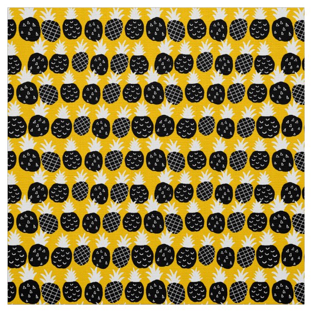 Tissu Ananas noir (Échantillon)