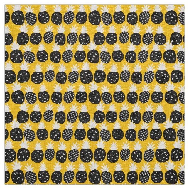 Tissu Ananas noir (Échantillon)