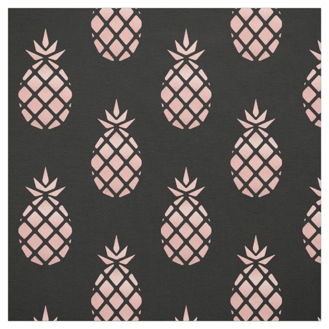 Tissu ananas or rose et noir au yard (Échantillon)