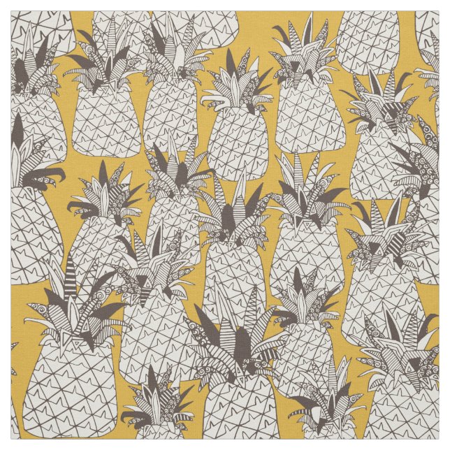 Tissu ananas soleil jaune (Échantillon)