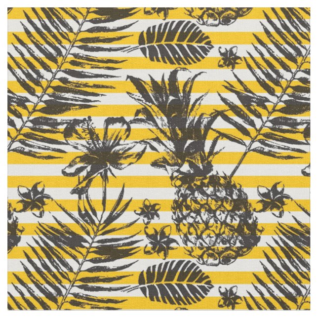 Tissu Ananas tirés par la main (Fermer)