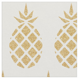 Tissu Ananas Tropical Été Pailleté Or