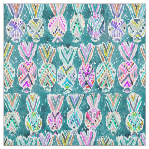 Tissu Ananas tropicaux tribaux de Hawaïen d'aquarelle
