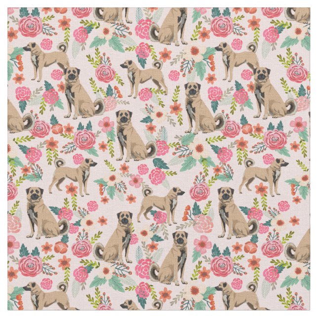 Tissu Anatolian Shepherd dog floral rose pastel (Fermer)