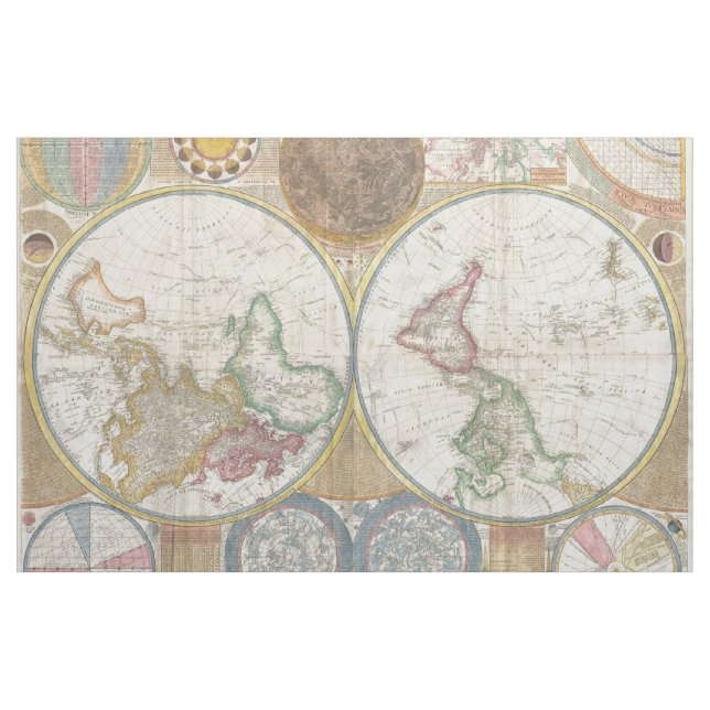 Tissu Ancienne carte du monde (Yard)