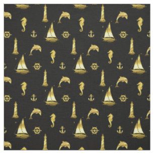 Tissu Ancrage nautique/roue/dauphin/hippocampe/phare