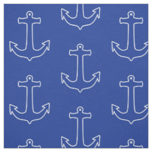 Tissu Ancre bleu / blanc Contour + vos idées