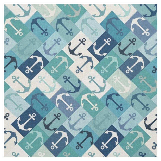 Tissu ancre bleu chevron (Échantillon)