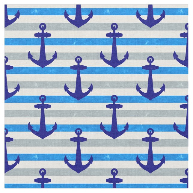 Tissu Ancre Nautique Avec Bleu (Fermer)