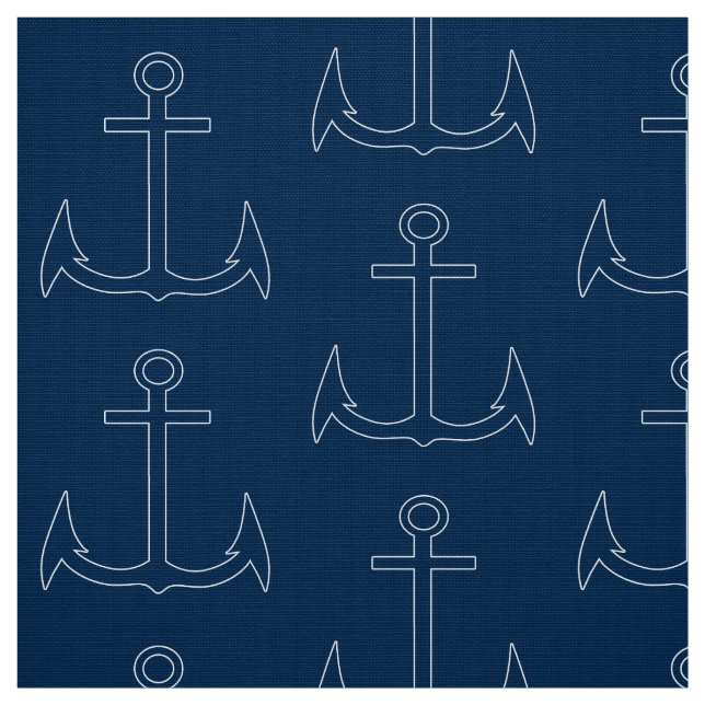 Tissu Ancre nautique Motif Marine Bleu (Échantillon)