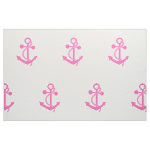 Tissu Ancre nautique rose chaud