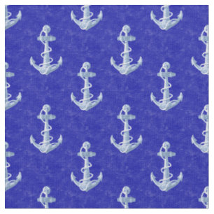 Tissu Ancre nautique sur bleu