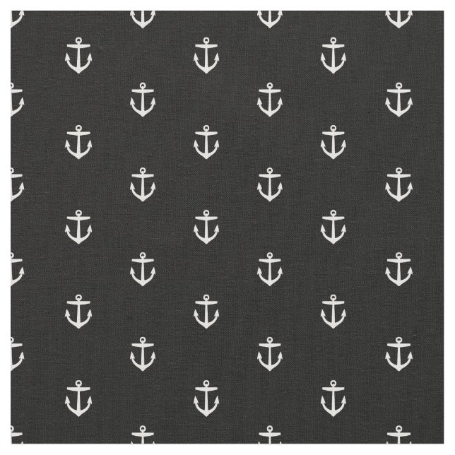 Tissu Ancre noire et blanche (Fermer)