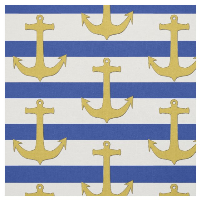 Tissu Ancre or & rayures + vos idées (Échantillon)