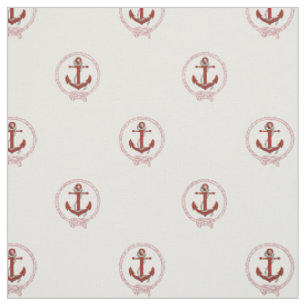 Tissu Ancre rouge de rouille marine/noeud de marin rouge