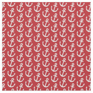 Tissu Ancre rouge Motif nautique